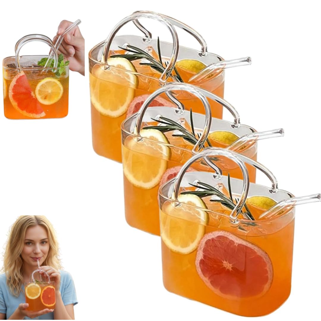 Vase à vin unique en forme de sac à main en verre avec paille le cadeau déco idéal pour elle