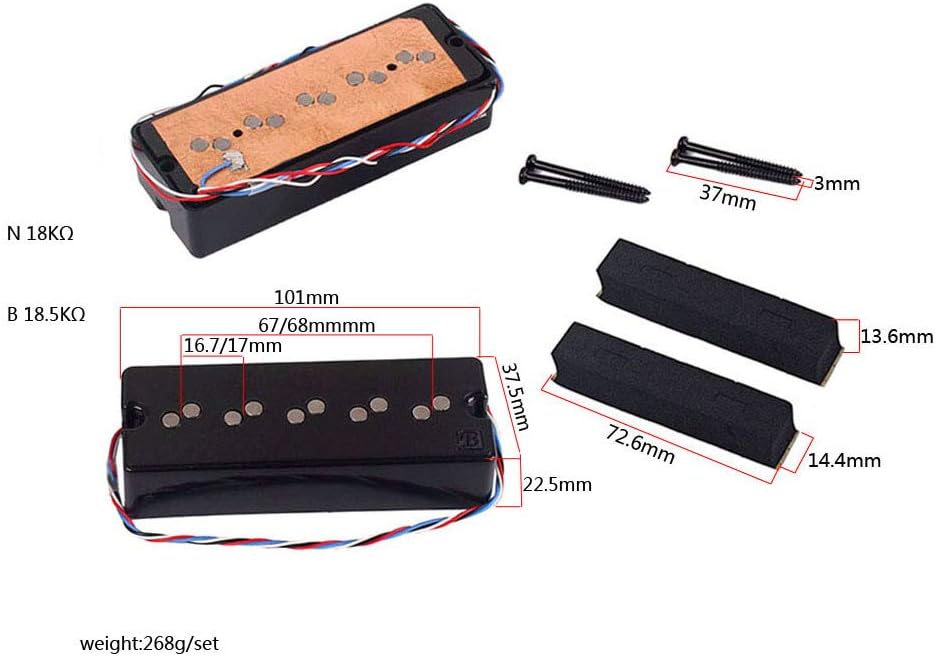 Alnicov Guitar Pickups， Humbucker Pickup Set，for 5 String Bass Guitar Parts
