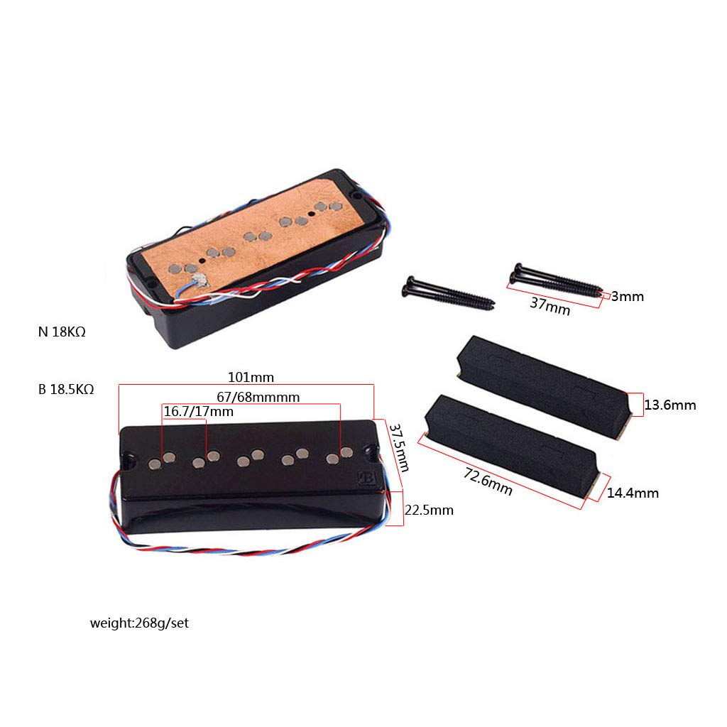 Alnicov Pickup per basso Set di pickup Humbucker a doppio strato con saponetta per parti di basso a 5 corde