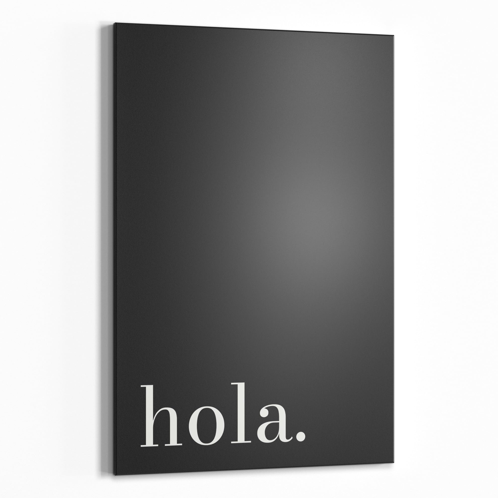 DEQORI Magnetische Kreidetafel mit UV-Druck | Motiv Hola - Schriftzug | Design rechteckig 60x90 cm | Kreide Metalltafel beschreibbar – Wanddeko für Küche, Flur, Kinderzimmer & Büro