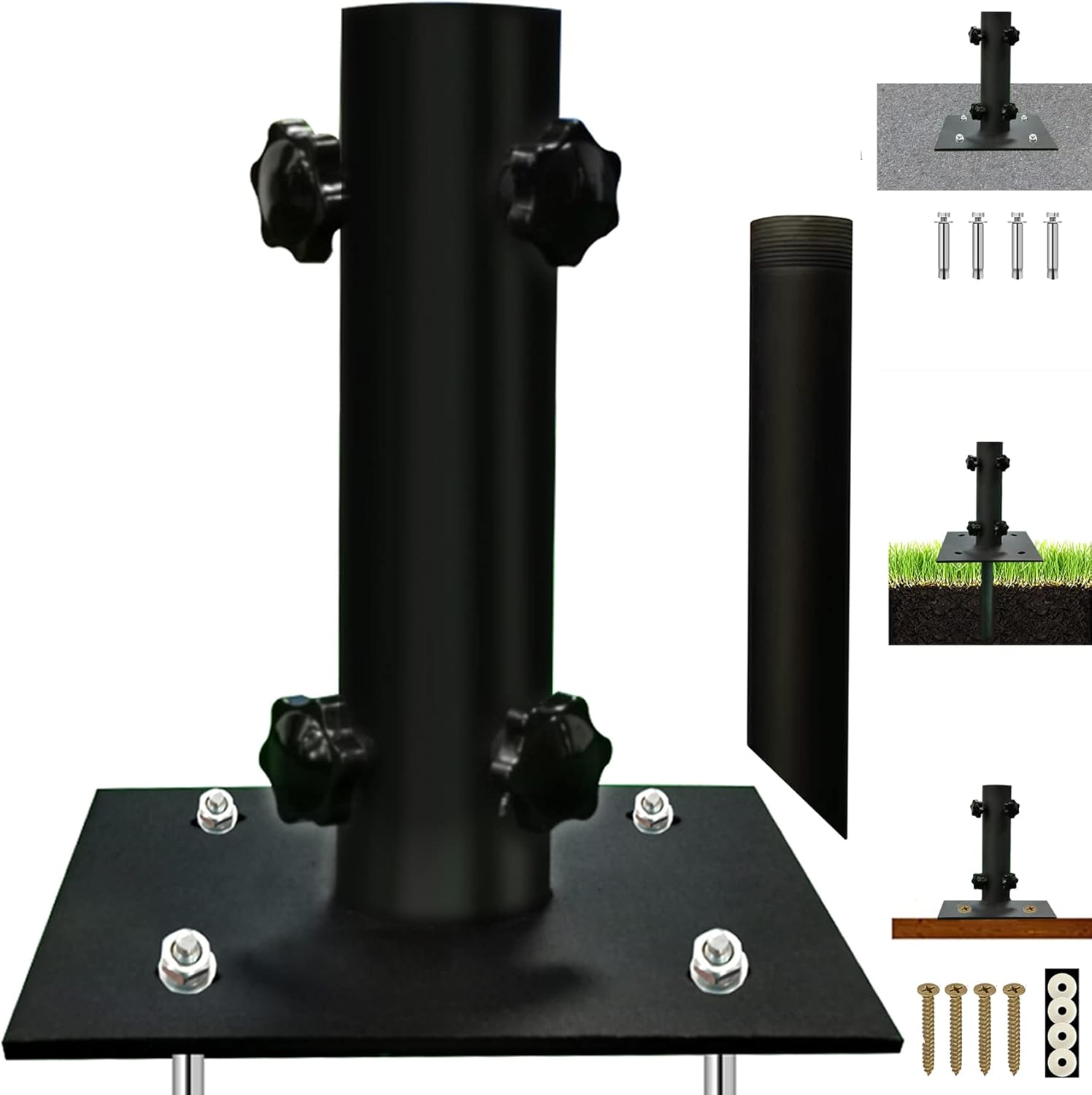 Patio Umbrella Stand for ?1.2''-?2.2'' Pole, Lawn Design with Ground Spike Fixing, Easy to Carry, Table Umbrella Base for Multiple Scenes, Garden/Deck/Porch.
