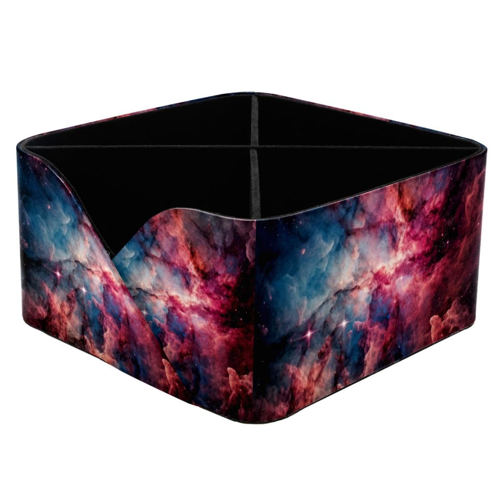 Organiseur de bureau galaxie rose : boîte de rangement rectangulaire papeterie