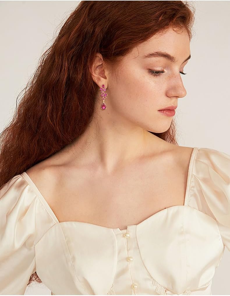 Teardrop Wedding Bridal Dangle Earrings for Brides Birdesmaid,Crystal Cubic Zirconia Chandelier Dangling Earring Gold/Silver Plated Diamond Drop Earrings for Prom Pageant - Image 4