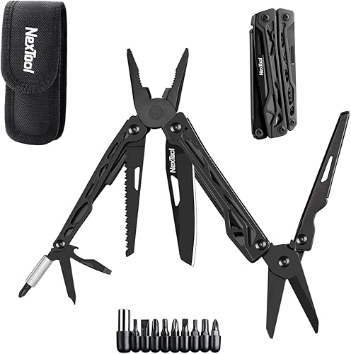 NexTool Multiherramienta, multiherramienta 11 en 1 con alicates de punta de aguja, tijeras y puntas de destornillador, cuchillo de bolsillo