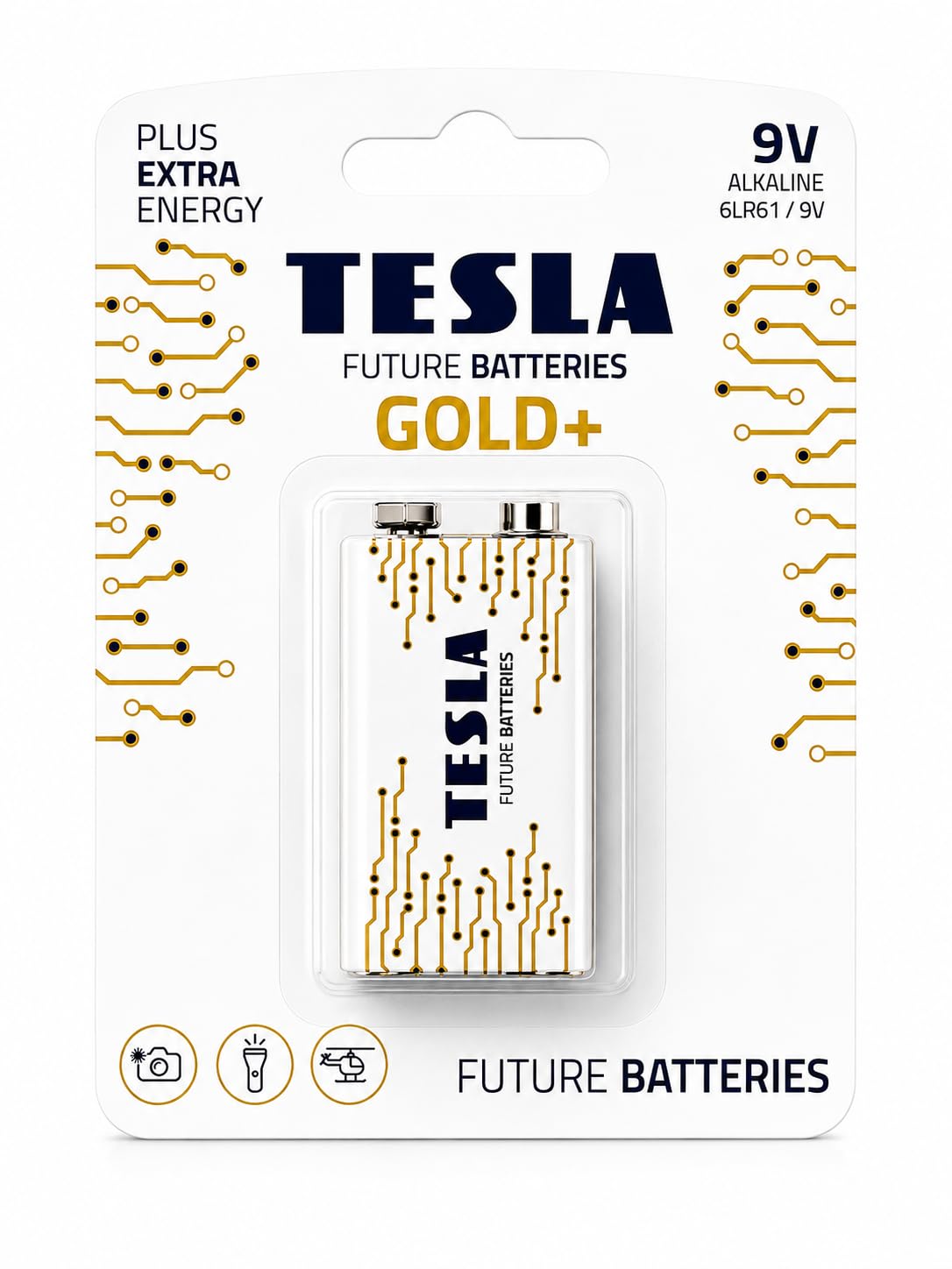 Compatible with Tesla Future Batteries Gold+ 9V Alkaline Battery 6LR61 High Performance Long Lasting Non-Rechargeable for Smoke Detectors Wireless Microphones Toys Electronic Devices (1 Pcs)-image-10