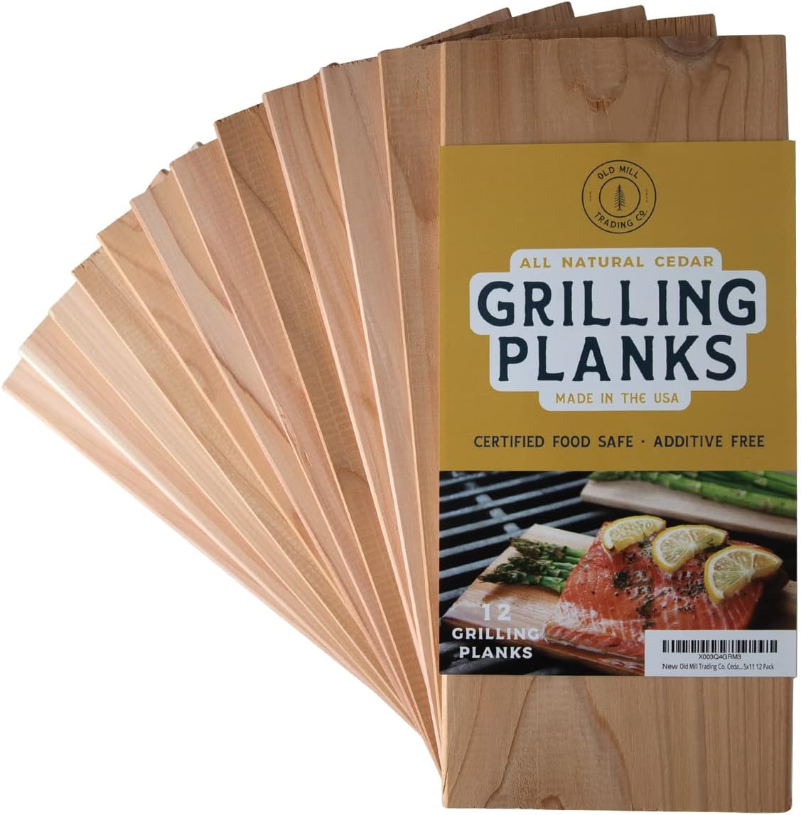 Old Mill Trading Co.Cedar Planks for Grilling Salmon and More - 5x11 12 Pack