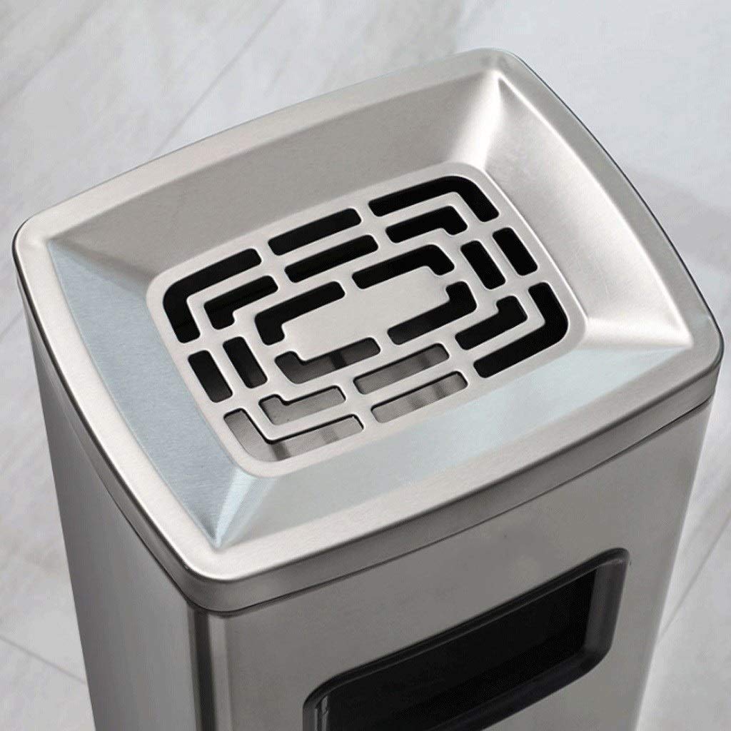 UPJAKS Cubo de Basura Papelera de Reciclaje de Acero Inoxidable Bote de Basura Cubo de Basura Clasificación Organizador del envase Exterior Cubo de la Basura de Plata 30L Bote de Basura Baño