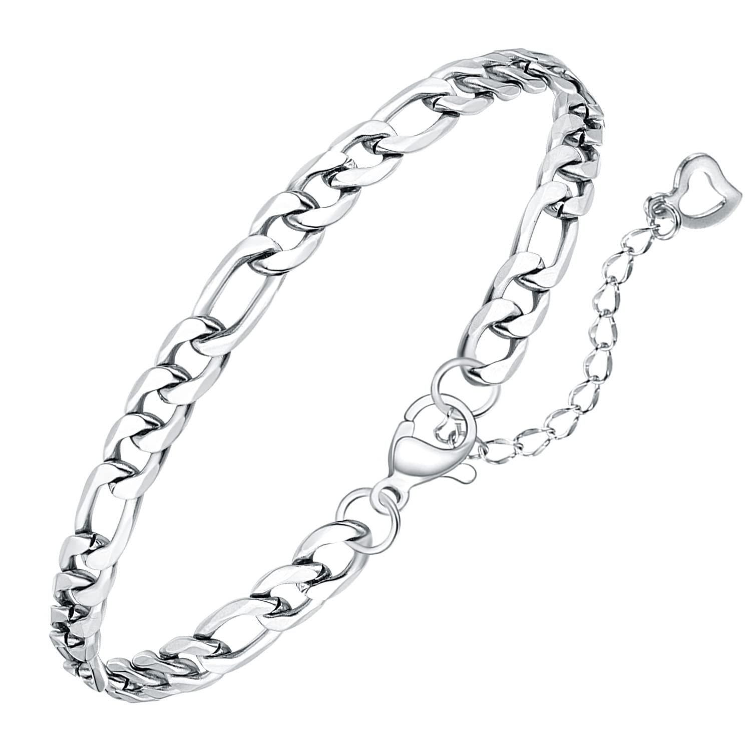 Jewlpire Solid 18K Over Gold Bracelet for Women, Silver/Gold Bracelet Jewelry for Women Evil Eye/Beaded/Tennis/Paperclip/Cuban/Figaro/Herringbone Chain Bracelet Trendy Jewelry Gift