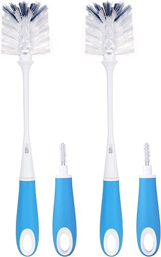 YeuDeuy Cepillo para botellas con mango largo y cómodo, cerdas duraderas para limpieza de botellas de agua de biberones, color azul, 2 unidades