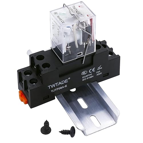 Miniatura 7 de TWTADE YJ2N-LY Relé de bobina de alimentación electromagnética CC 12V 10A 8 pines 2NO 2NC con luz indicadora y base de enchufe + relé de estado