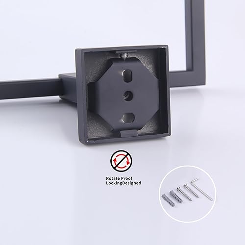 Miniatura 9 de GERZWY Moderno soporte de toalla negro SUS304 de acero inoxidable toallero anillo de toalla para baño Lavatorio montaje en pared estilo