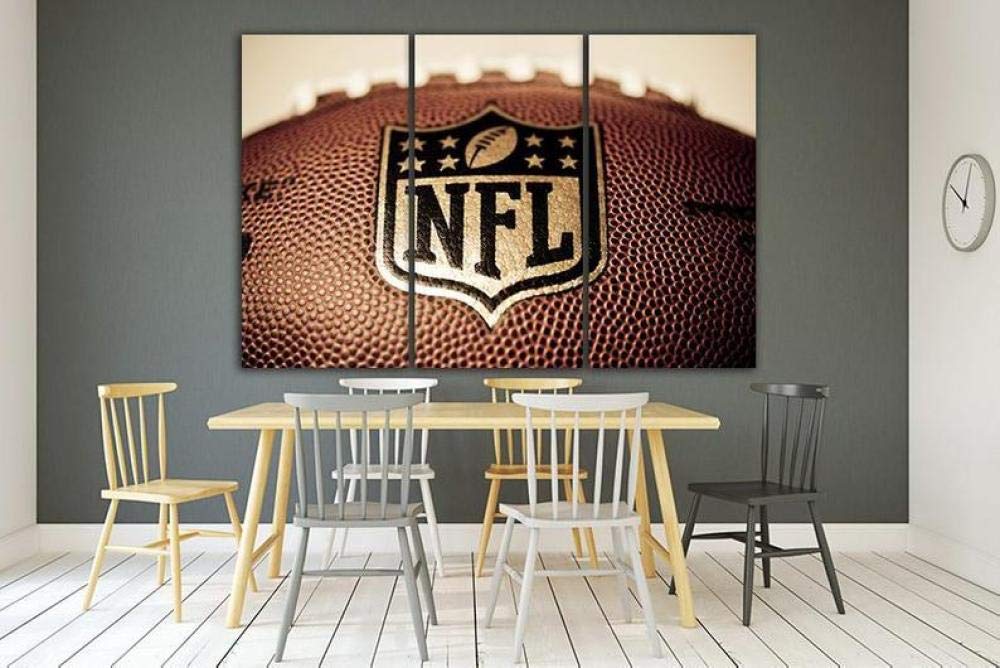 Cuadro sobre lienzo de fútbol tríptico decorativo para salón y hogar de 150x70 cm