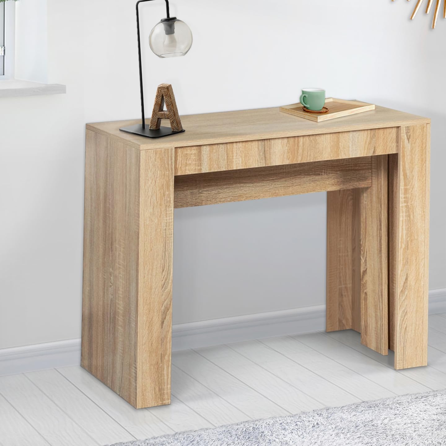 IDMarket - Ausziehbarer Konsolentisch Orlando 14 Personen 300 cm Holz in Buchenoptik