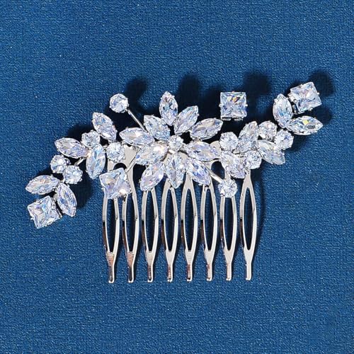 Peine para boda con diseño floral y circonitas miniatura 4