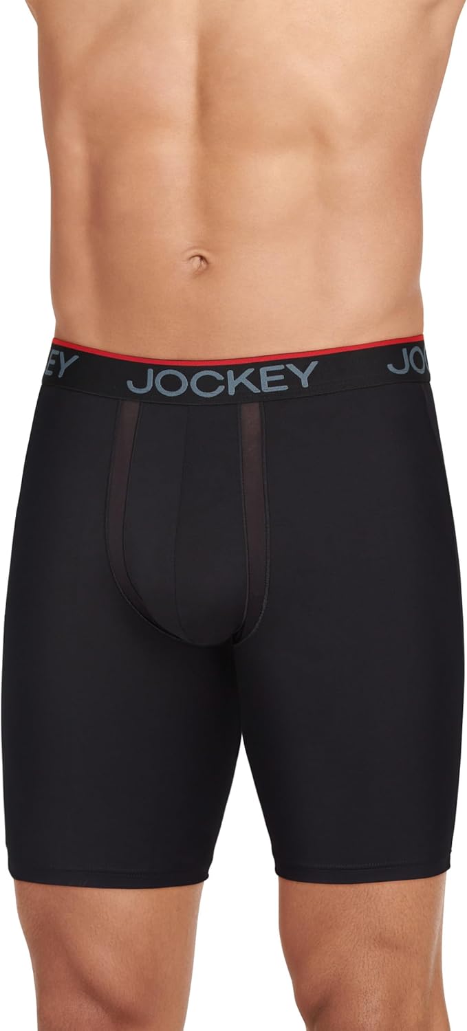 Jockey Men's Underwear Chafe Proof Pouch Microfiber 8.5" Long Leg Boxer Brief - 3 Pack - Image 2