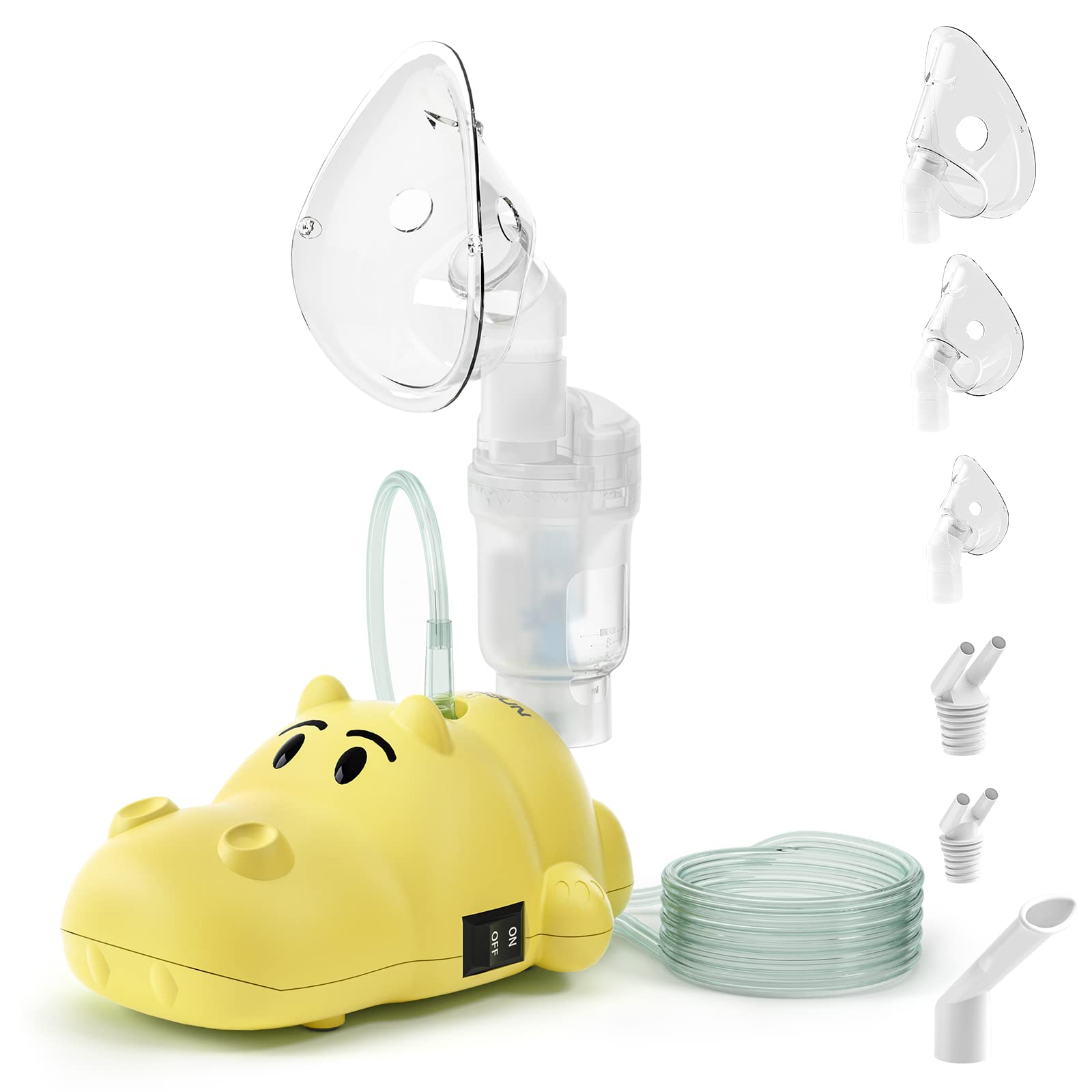 Hangsun Children's Compressor System Electric Mist Inhaler Machine CN600 with Child Friendly Accessories, Playful Hippo to Help Relax, Portable Device for Travel and Home Use