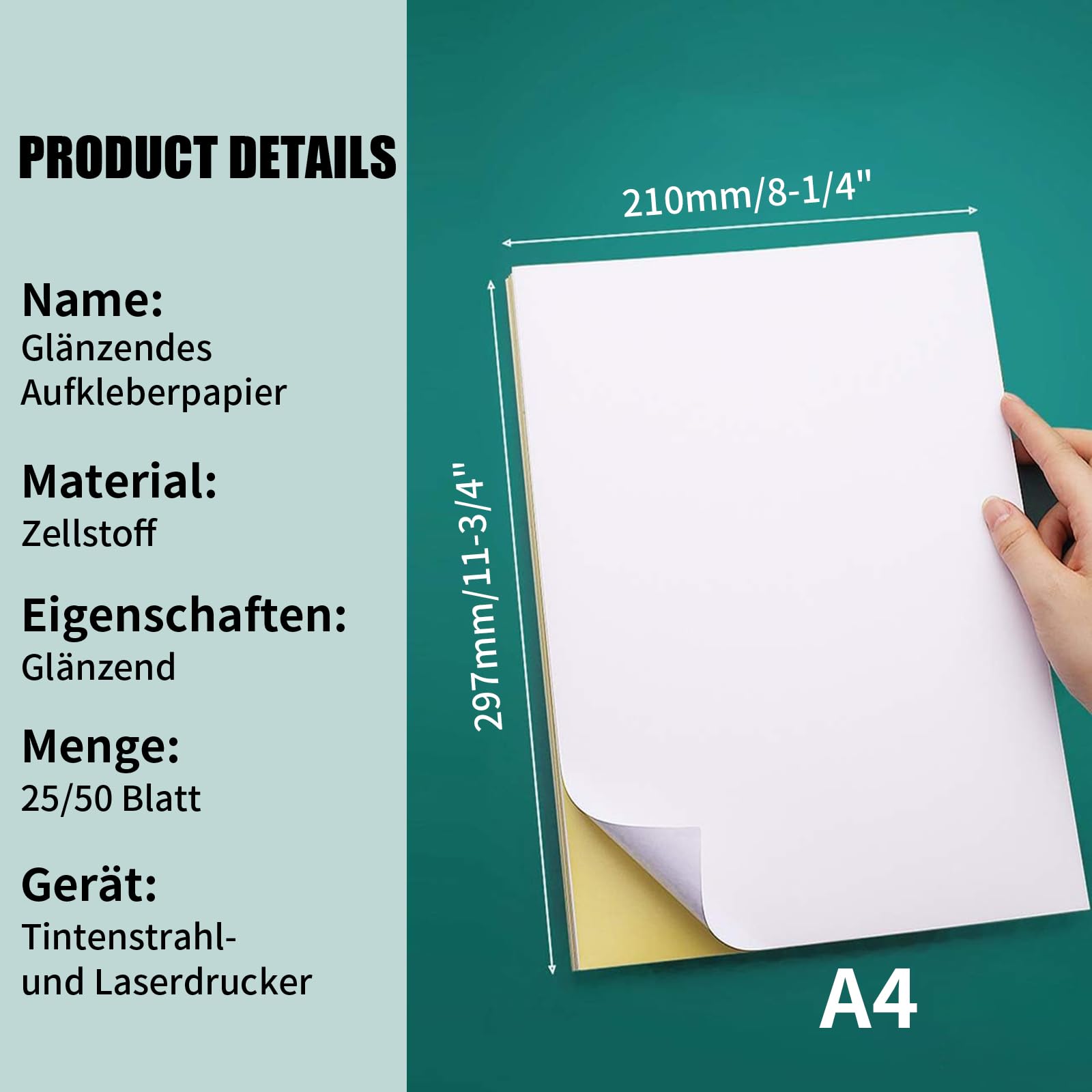 Etichette Adesive A4 Lucide - 50 Fogli, Stampabili Per Laser, Ideali Per Ufficio E Artigianato - Foto 8