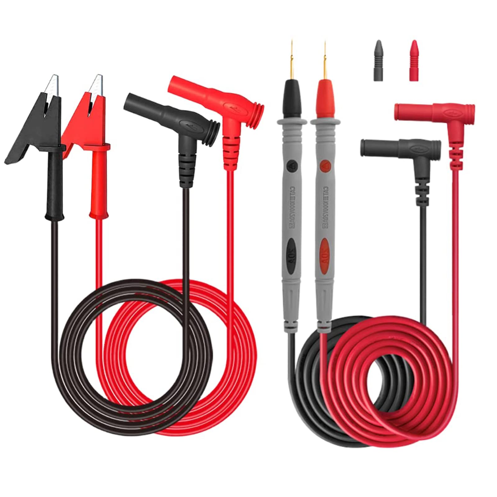 2PCS Multimeter Test Leads, 4mm Banana Plug to Alligator Clips Cable