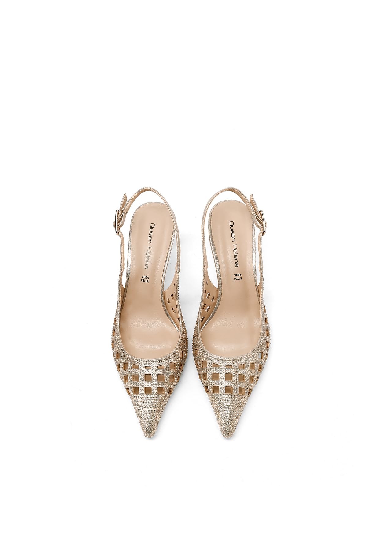 QUEEN HELENA Slingback con Strass Donna Décolleté con Tacco Medio K4554