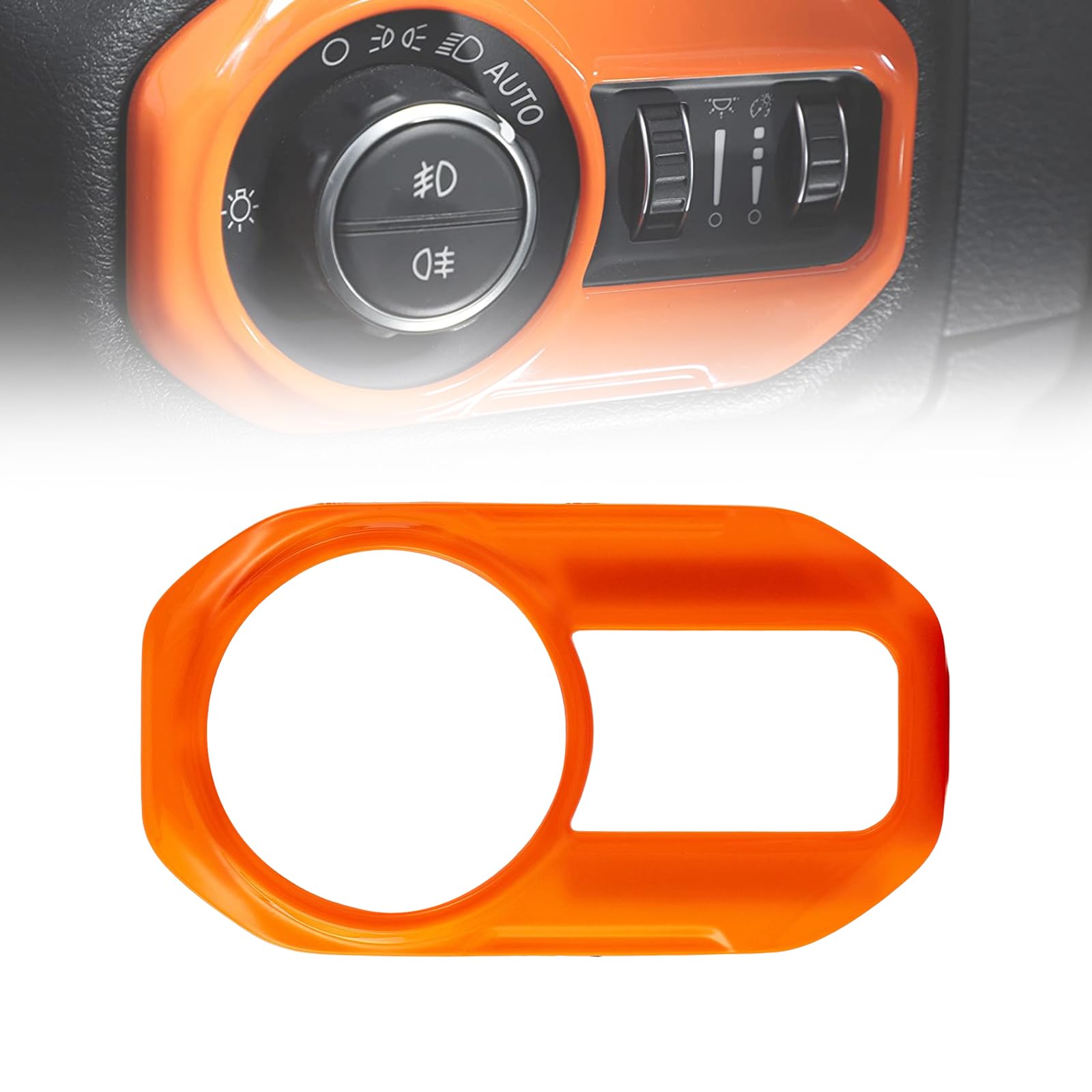 Headlight Switch Button Trim Cover Lamp Switch Cover Trim Stickers Car Decoration Interior Accessories Carbon Fiber Texture Orange