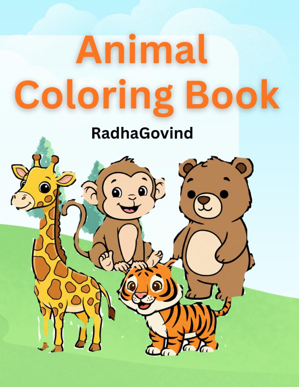 Animal Coloring Book for Kids: Easy and Cute Animal Coloring Pages for Toddlers and Preschoolers Ages 4-6, Large Bold Illustrations for Early Learning and Fun