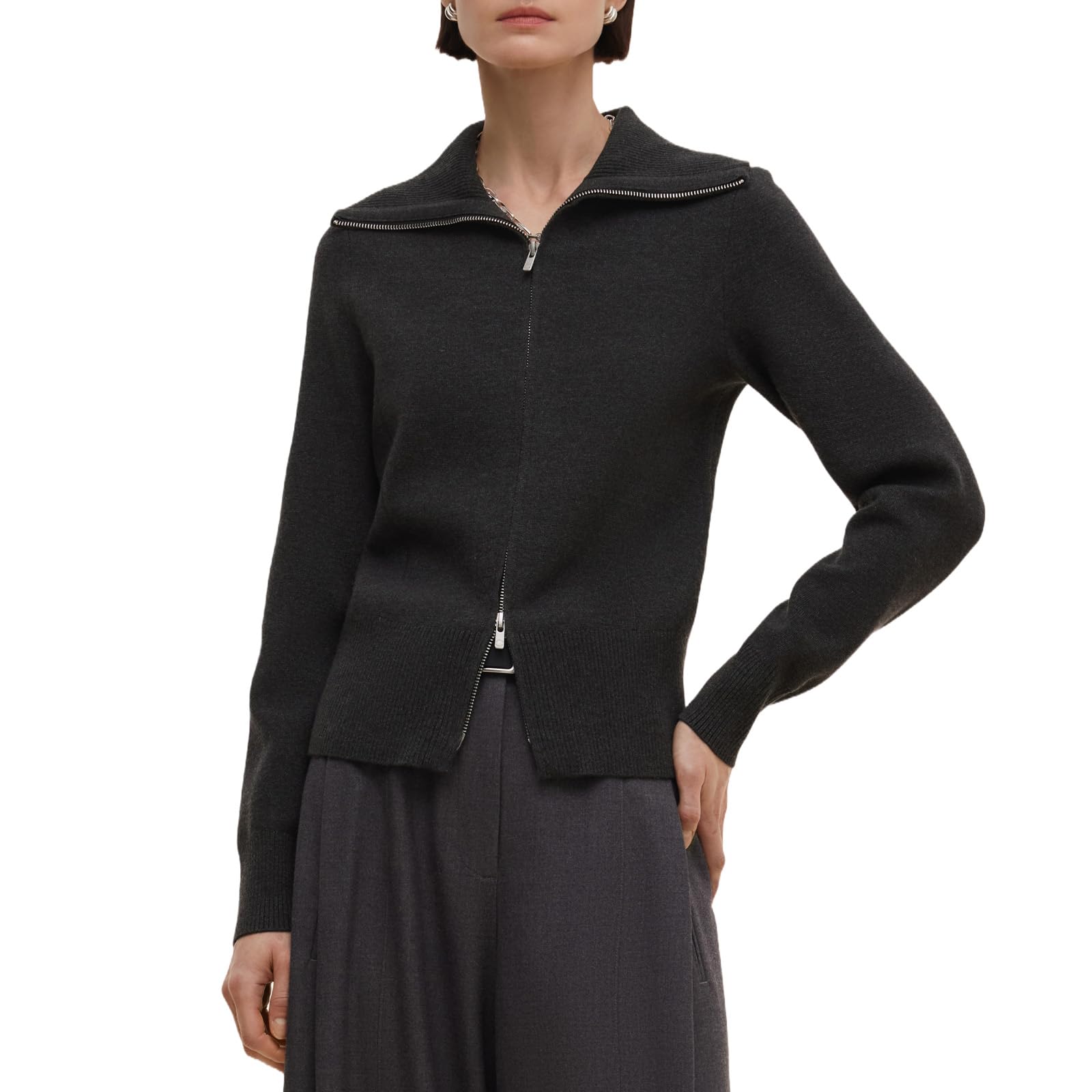 GOELIA Women Wool Blend Lightweight Fall Spring Business Casual Cardigan Sweaters Solid Long Sleeve Knitted Cardigan Top