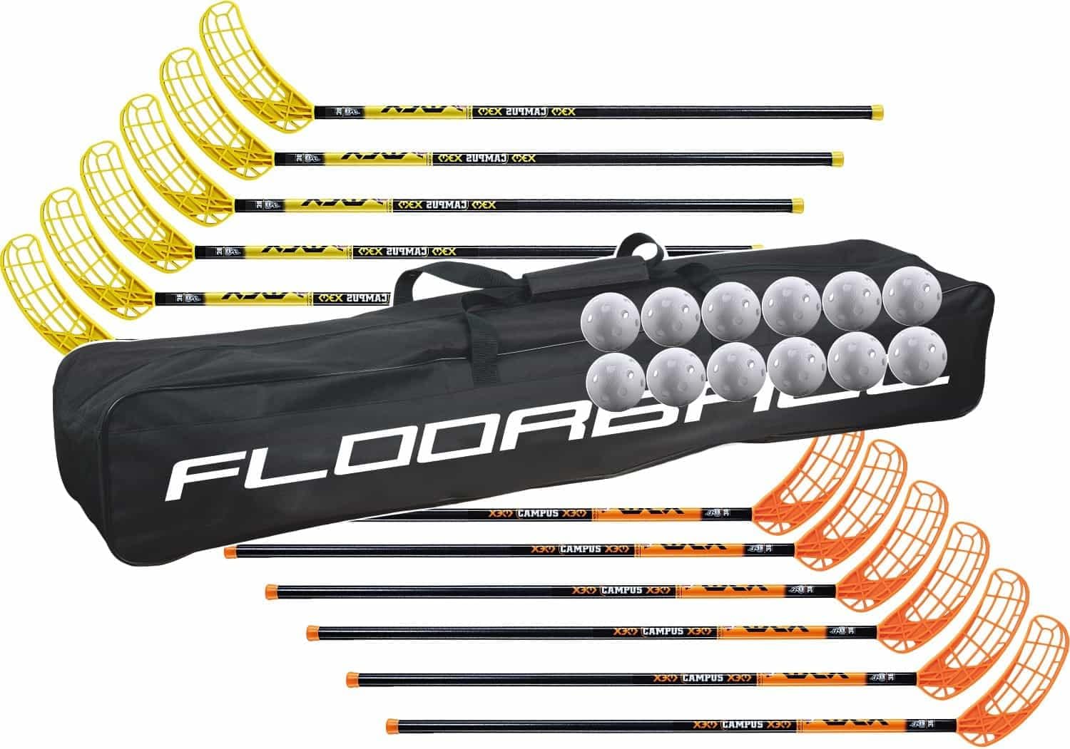 Amazon.com : Floorball Stick Set with Balls & Bag - X3M Campus 36 ...