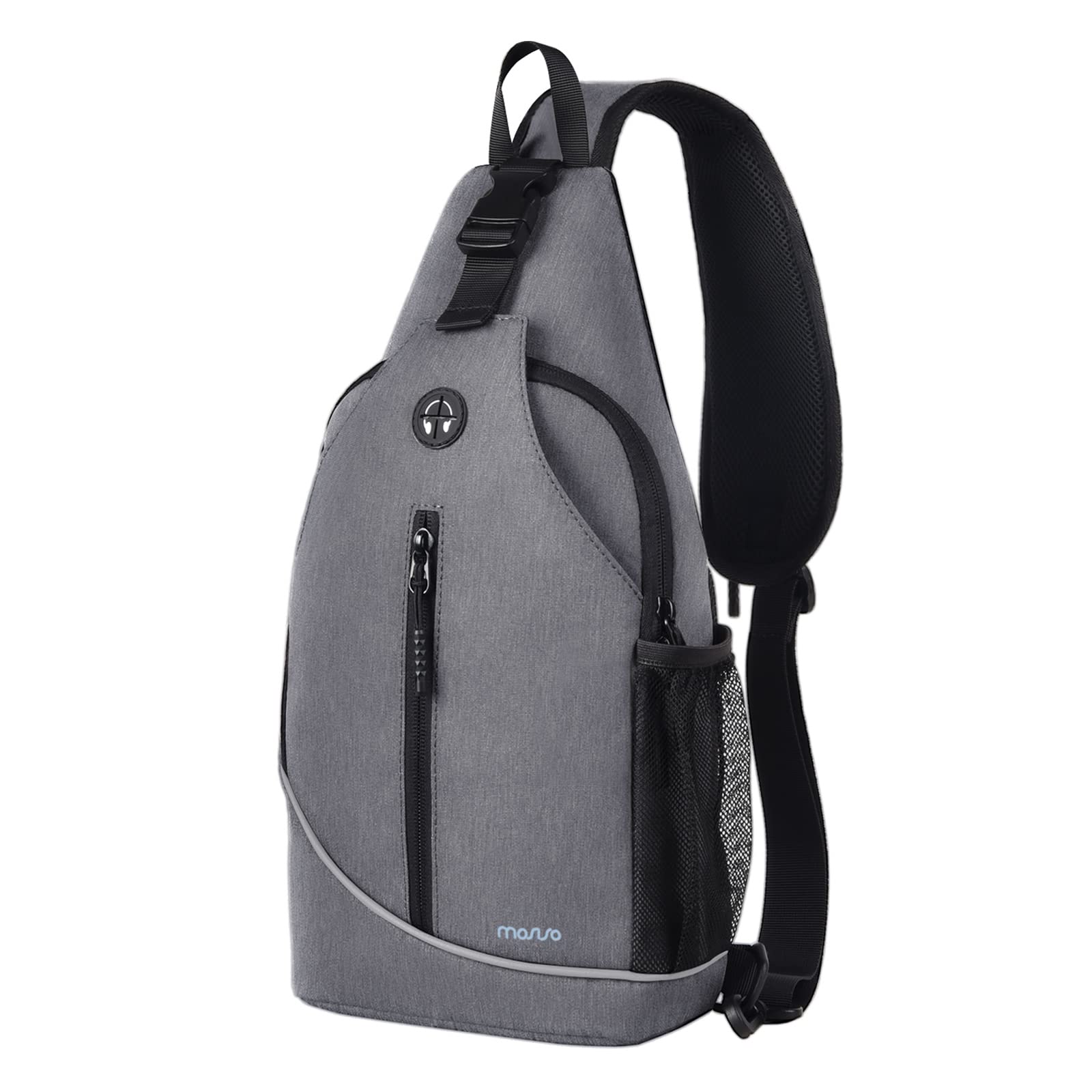 MOSISO Sling Backpack Crossbody Shoulder Chest Bag Travel Hiking Daypack with Vertical Zipper Pocket Reflective Strip Grey