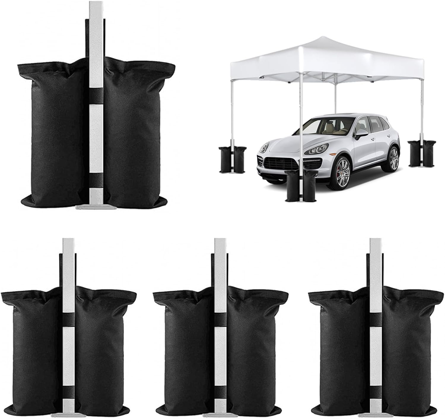 4 Pack Sandbag Weights Bags, Gazebo Weights, 800d Sand Bags without Sand, Gazebo Weights Set of 4 Heavy Duty, Pvc Coating Inside, for Pop-Up Tents, Outdoor Awnings, Gazebos, Trampolines