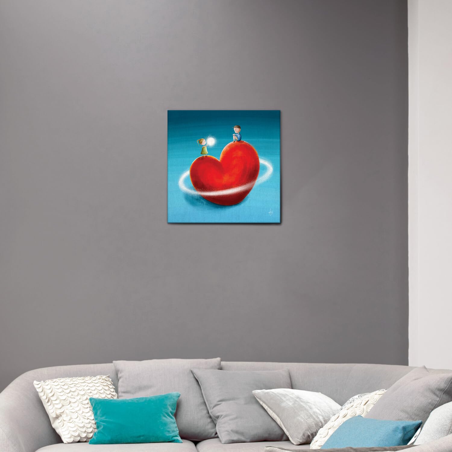 Giallobus - Obraz - ArtKalo - Planeta serca - Standaard frame canvas - 35x35 - Gotowe do powieszenia - Nowoczesne obrazy do domu