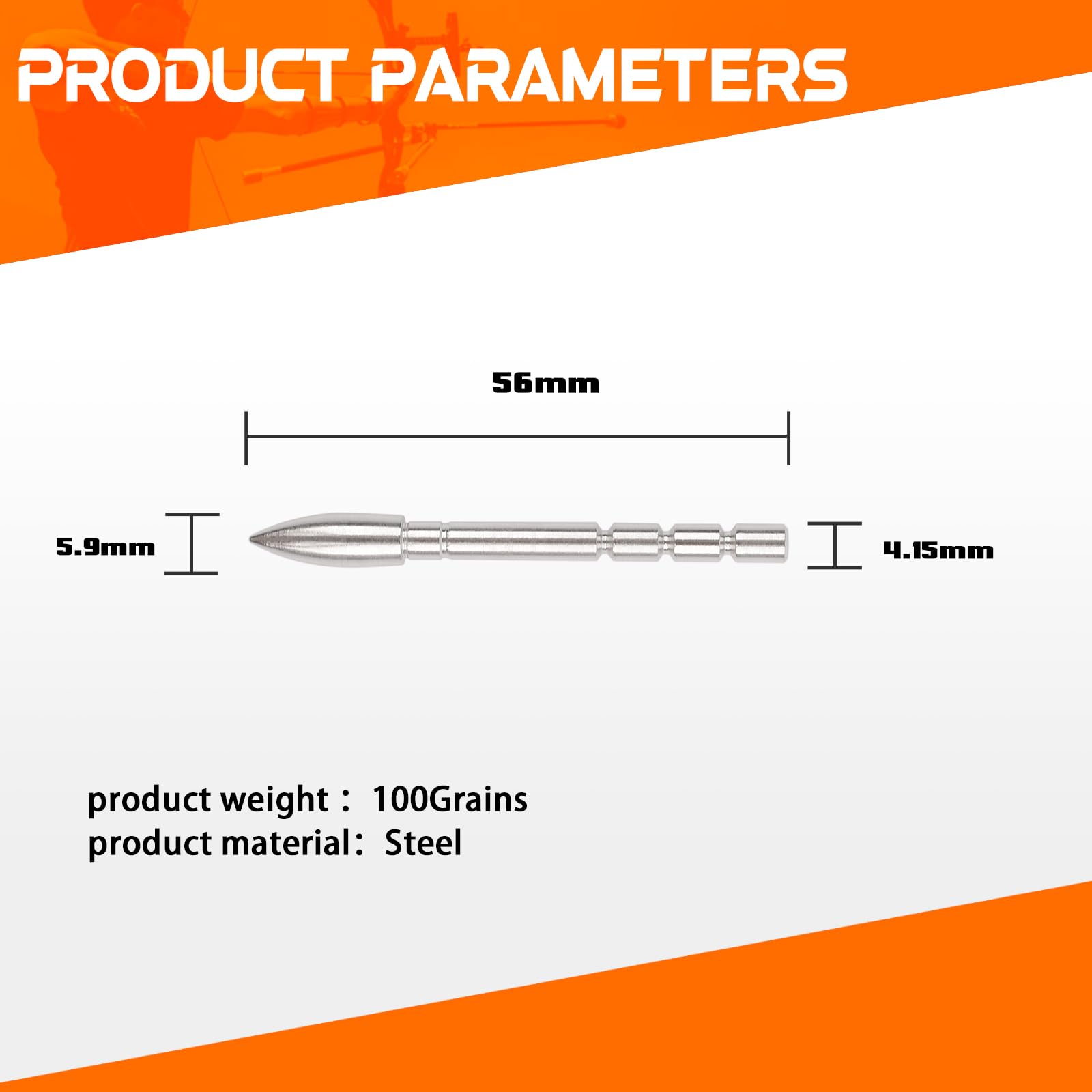 YLS Archery Field Points 85/100/120 Grain Insert Points Archery Bullet Points Target Practice Tips for ID 4.2mm Shaft(Pack of 12)