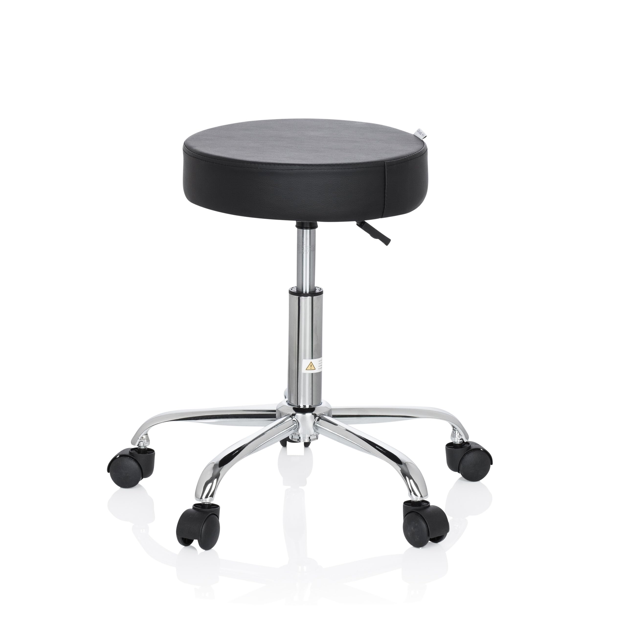 hjh OFFICE 729410 Bürohocker Operator II Kunstleder Schwarz Hocker höhenverstellbar mit Rollen