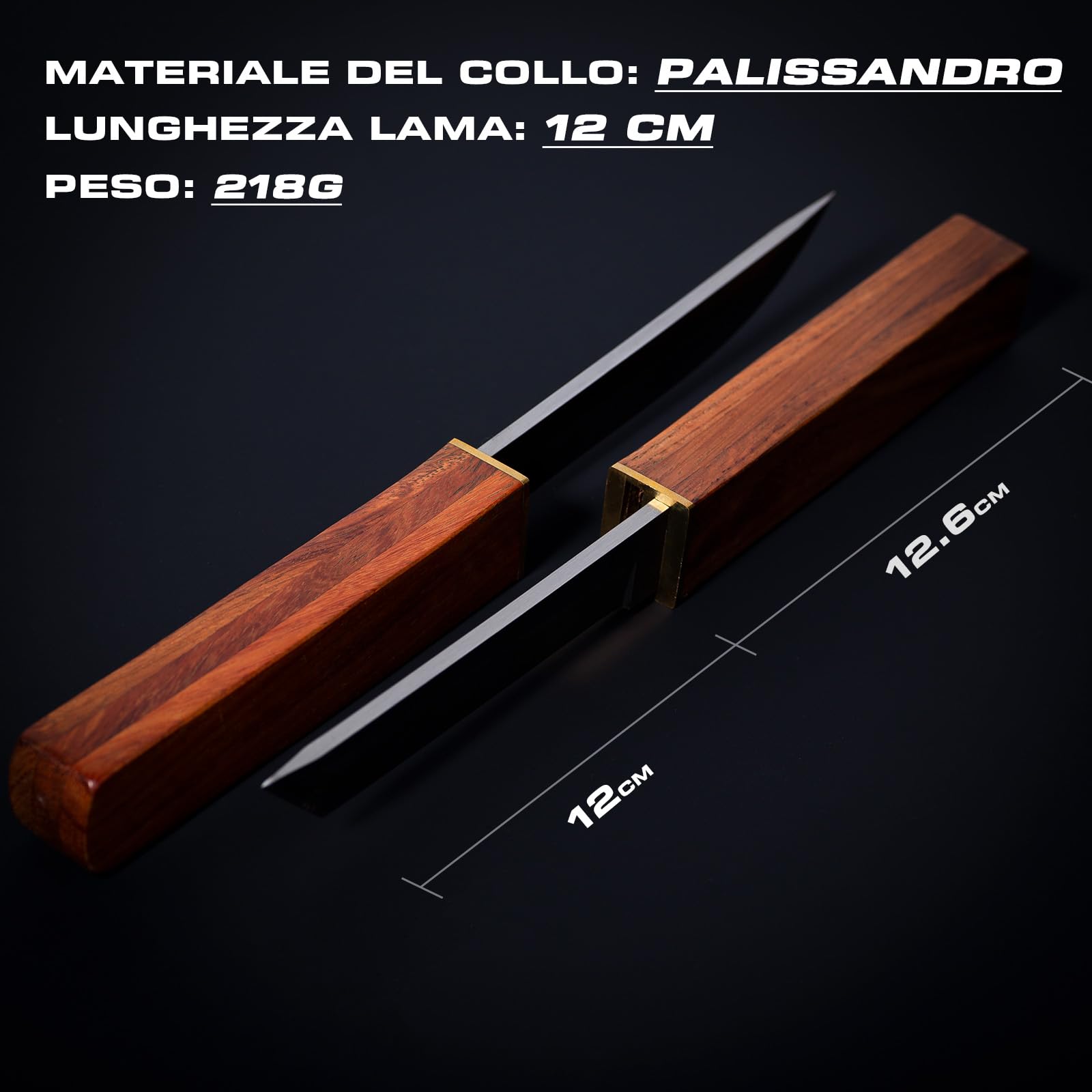 2-in-1 Doppio Coltello,Coltello da Caccia con Manico in Legno,Coltello Giapponese.