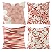 Lieson 4 Housse Coussin 40x40, Housse Coussin de Canapé Rouge Housse pour Coussin de Canapé Fleur Motif Zebre Etoile, Housse de Coussin Lin
