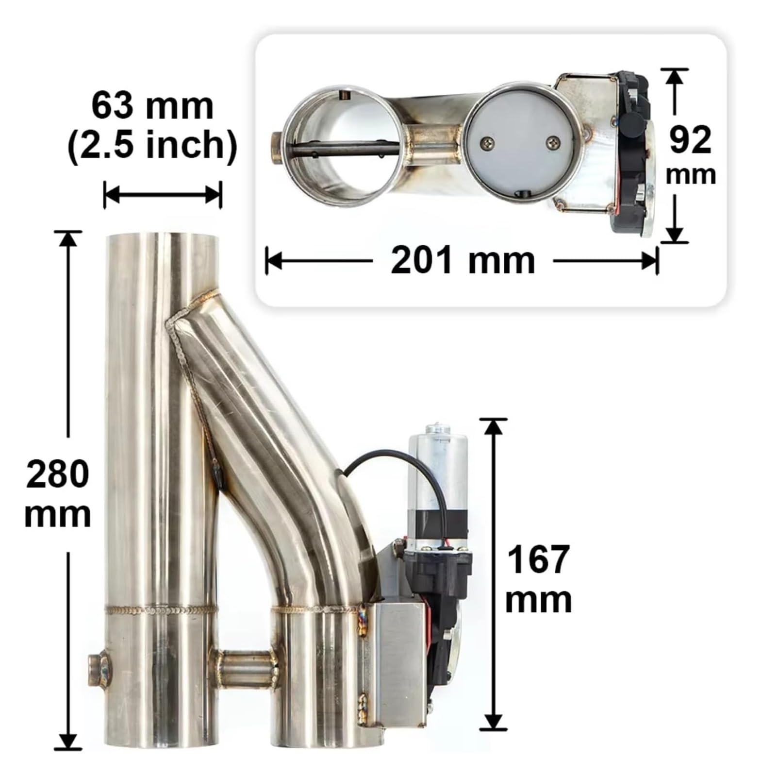 Auspuffblende Auto Endrohre 2,0/2,5/3 Zoll Edelstahl Doppelventilrohr Schalldämpfer Klappenauspuff Bypass Auspuffverkleidung Fallrohr Fernbedienung YTR 76 Mm(2inch(50mm))