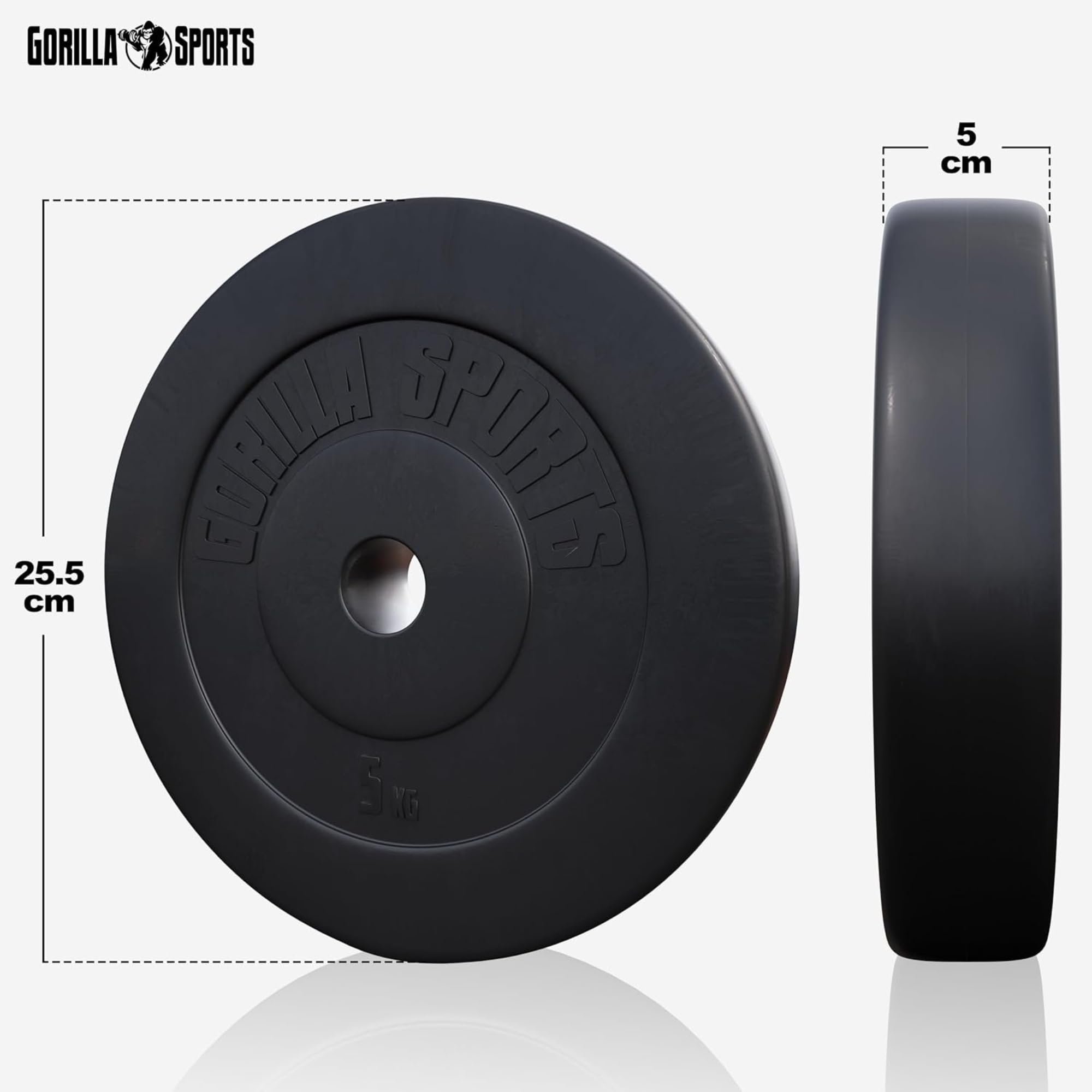 GORILLA SPORTS® Juego de mancuernas – 60 kg, 100 kg o 130 kg, barra larga de 170 cm, 2 mancuernas, discos de plástico de 30 mm, con cierres de estrella – Juego de mancuernas, mancuernas, pesas y