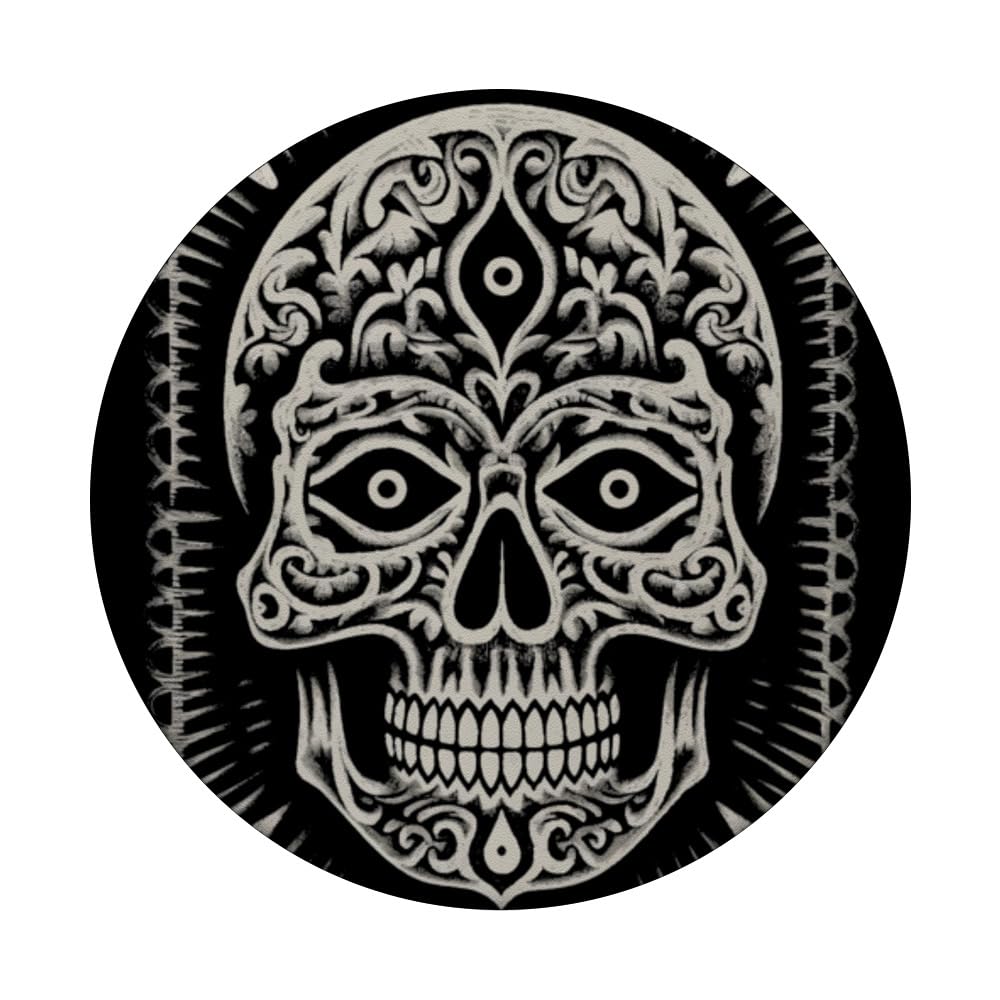 Decorative Skull With 3rd Eye PopSockets Swappable PopGrip, Black - Image 3