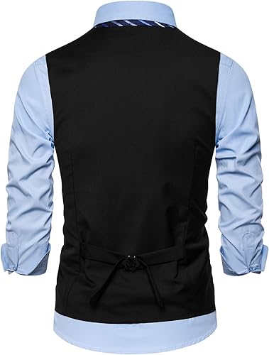 Miniatura 3 de DONGD Chaleco de traje formal para hombre, chaleco de vestir de negocios para traje o esmoquin