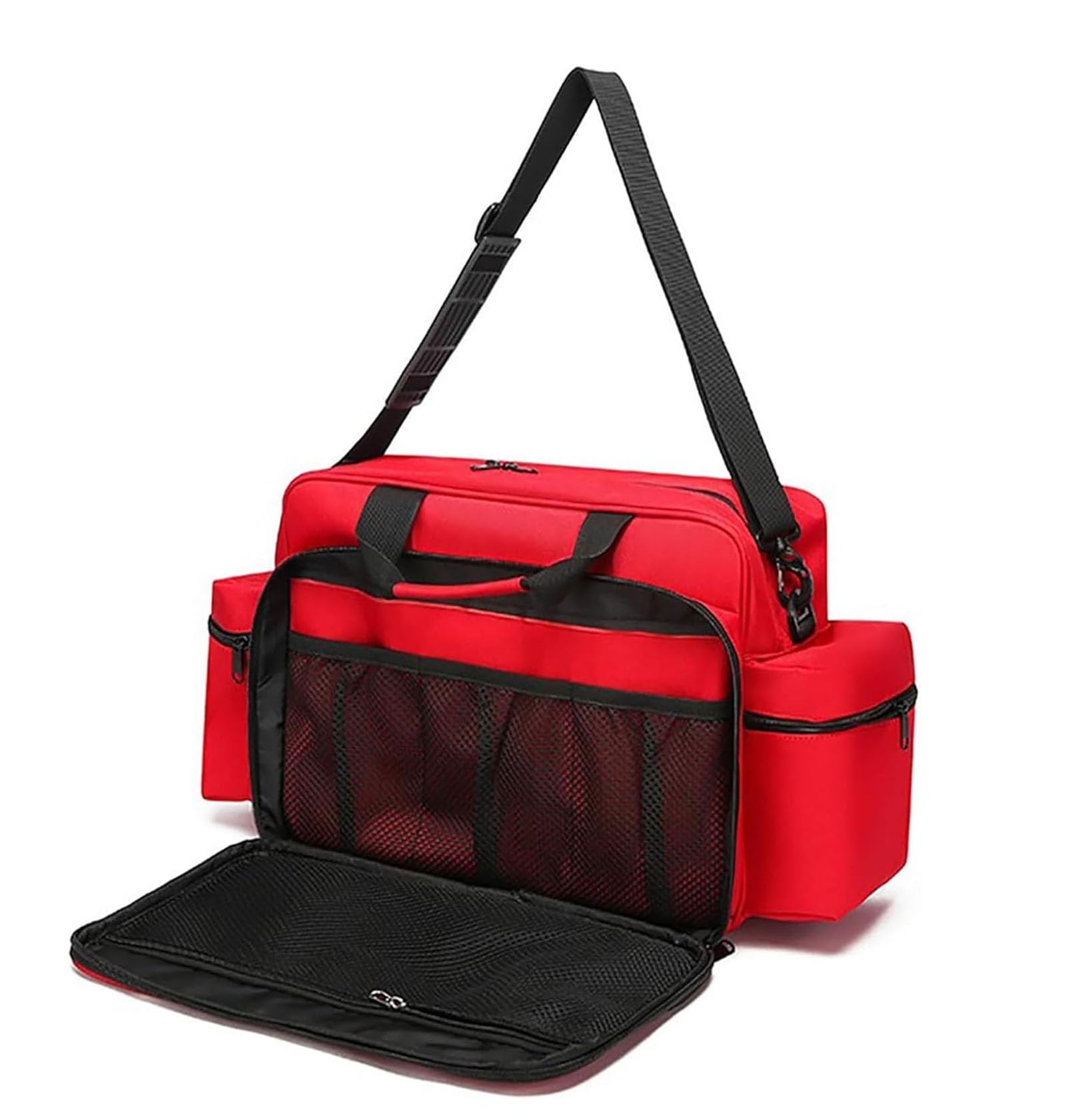 Erste-Hilfe-Set – Notfall-Trauma-Organizer mit reflektierenden Streifen, Design mit mehreren Fächern für Reisen, Camping, Auto und den Außenbereich, rot