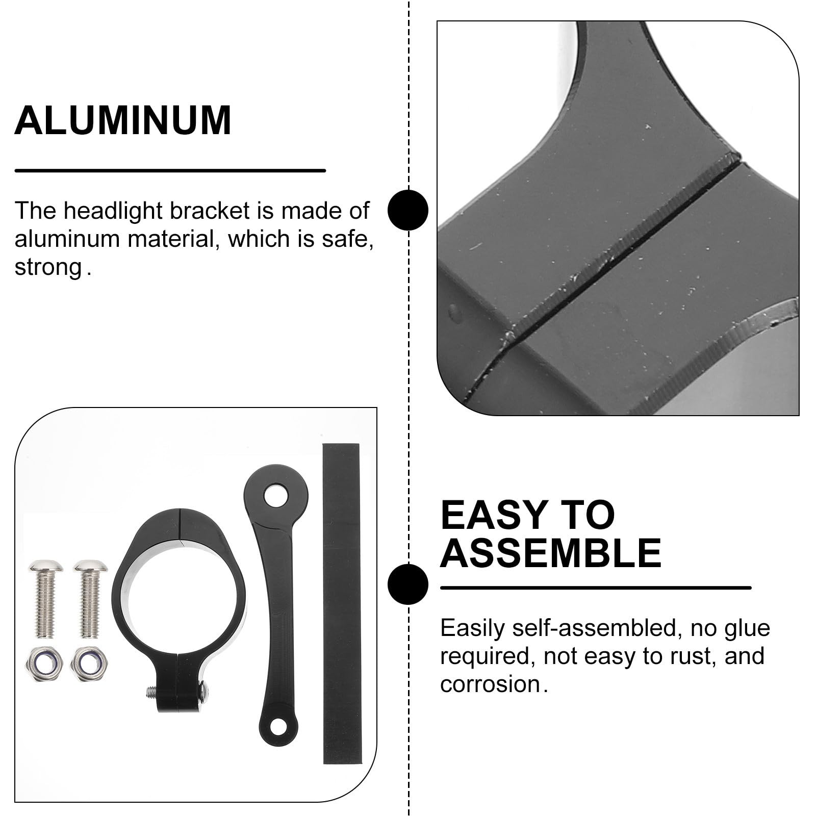 Amosfun Aluminio Soporte Negro de Faro para Motocicleta para Luces