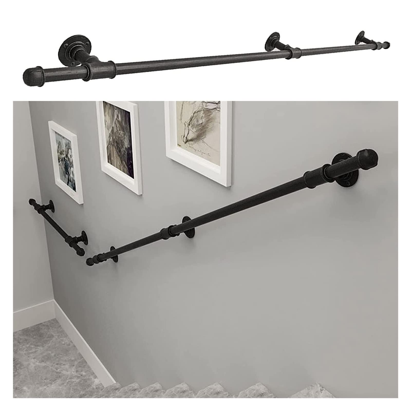 Rampe d'escalier de sécurité en métal noir 120cm haute résistance intempéries