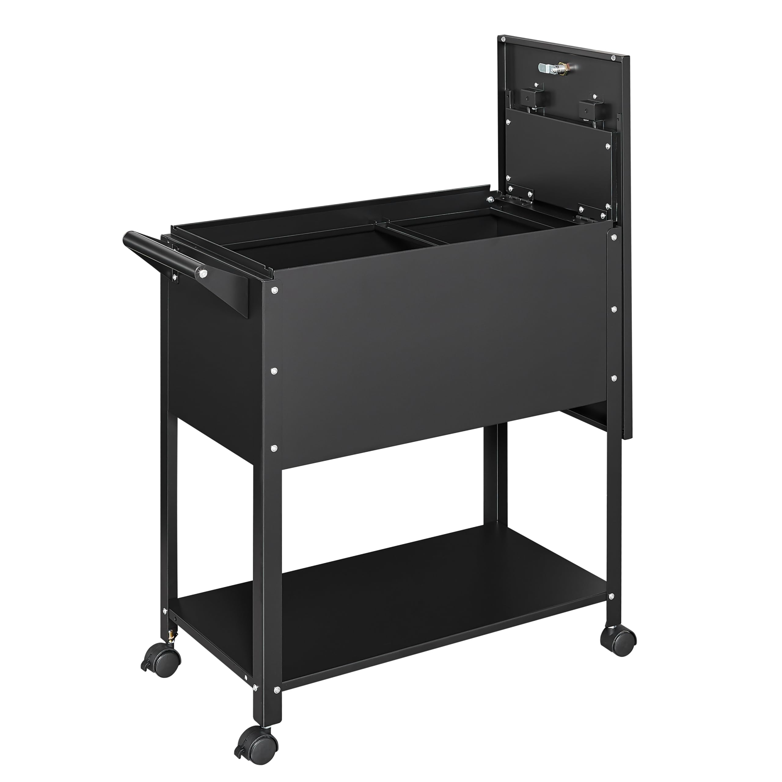 Yizosh Metal Rolling File Storage Cart with Wheels, Mobile File Cabinet with Lock, Filing Cabinet Organizer for Legal/A4 (Black)