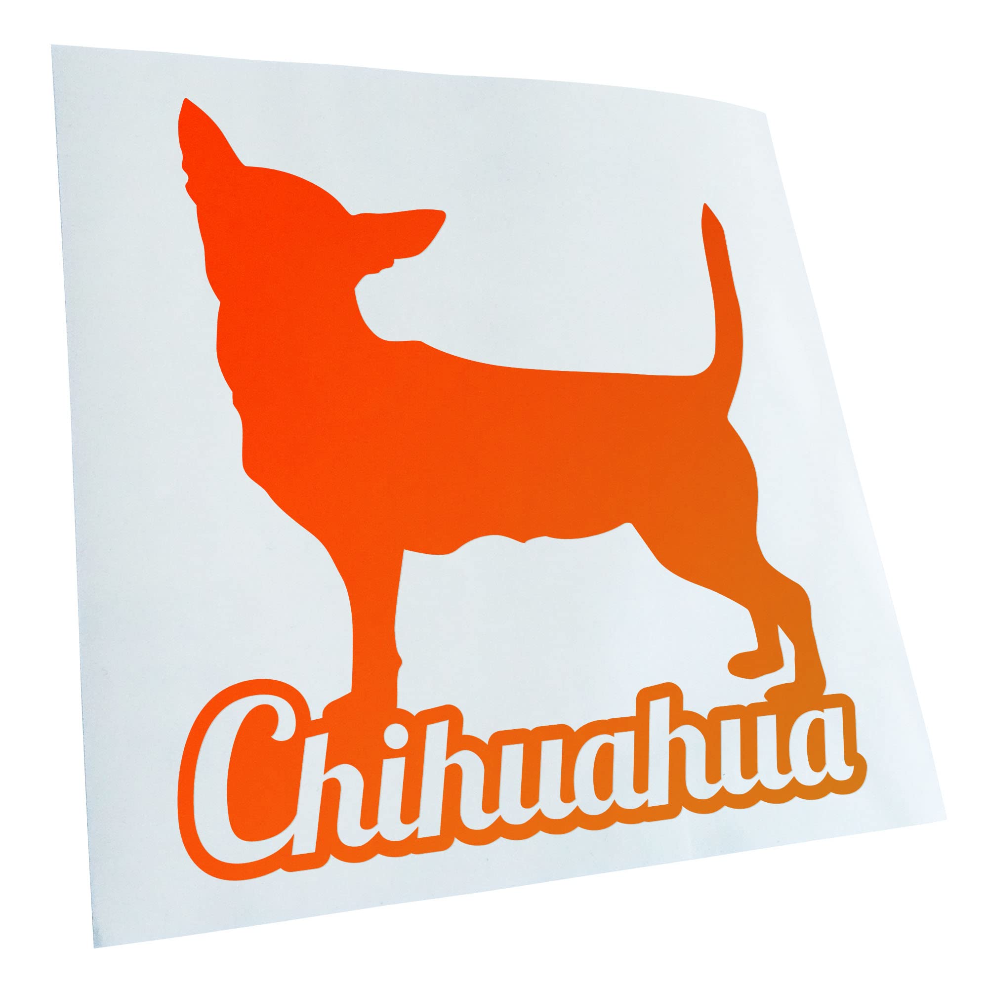 Kiwistar - Car Sticker - Neon Orange - 30 x 27 cm Chihuahua with Name Techichi - Rear Window Car Sticker Weatherproof for Car Truck Moped Truck - Sticker Exterior Self-Adhesive Tuning Accessories for