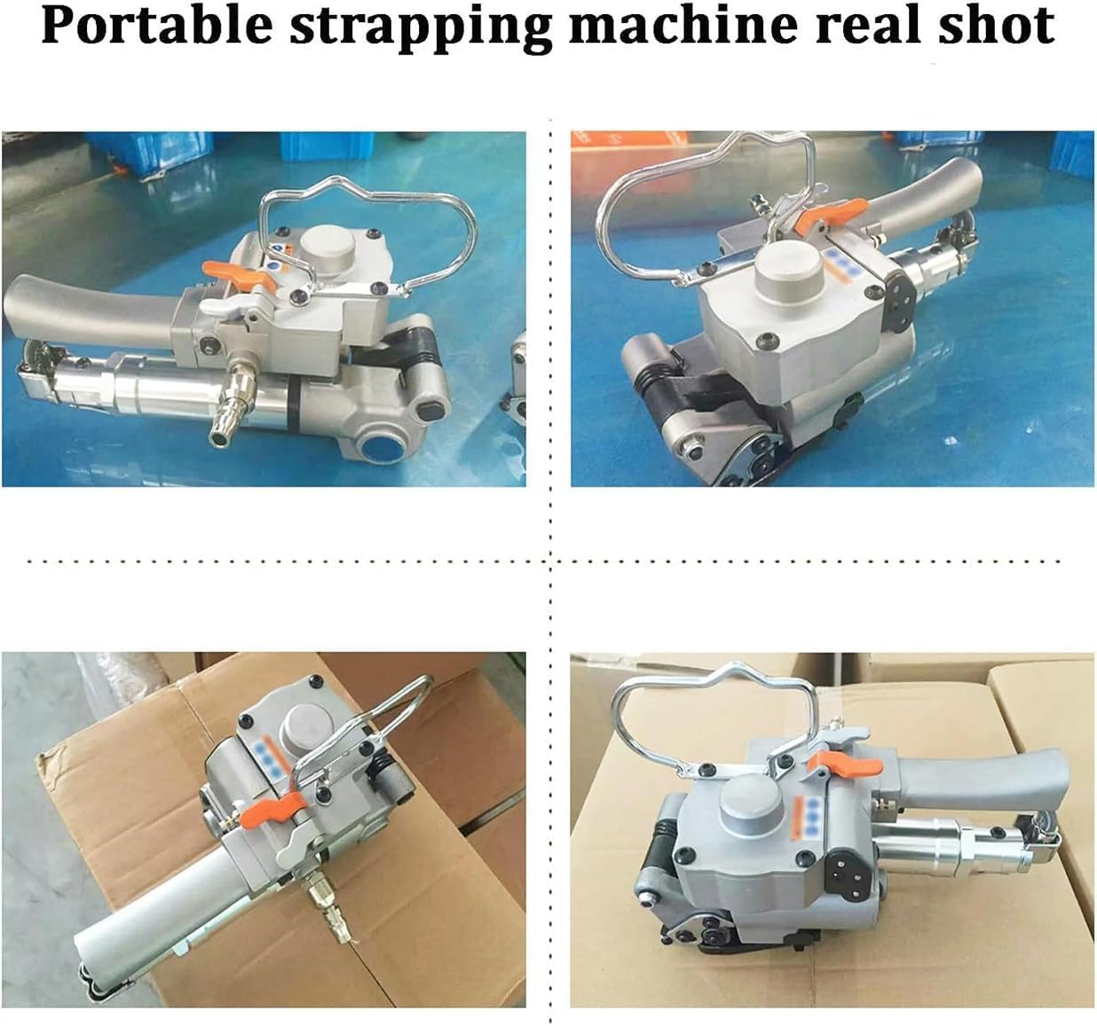 Reggia pneumatica Automatica Portatile per Nastri in Pet e PP, Tensione di 3500 N, Tecnologia di Saldatura a Frizione, Strumento di imballaggio Sicuro per Prodotti in Alluminio e Metallo. (A)