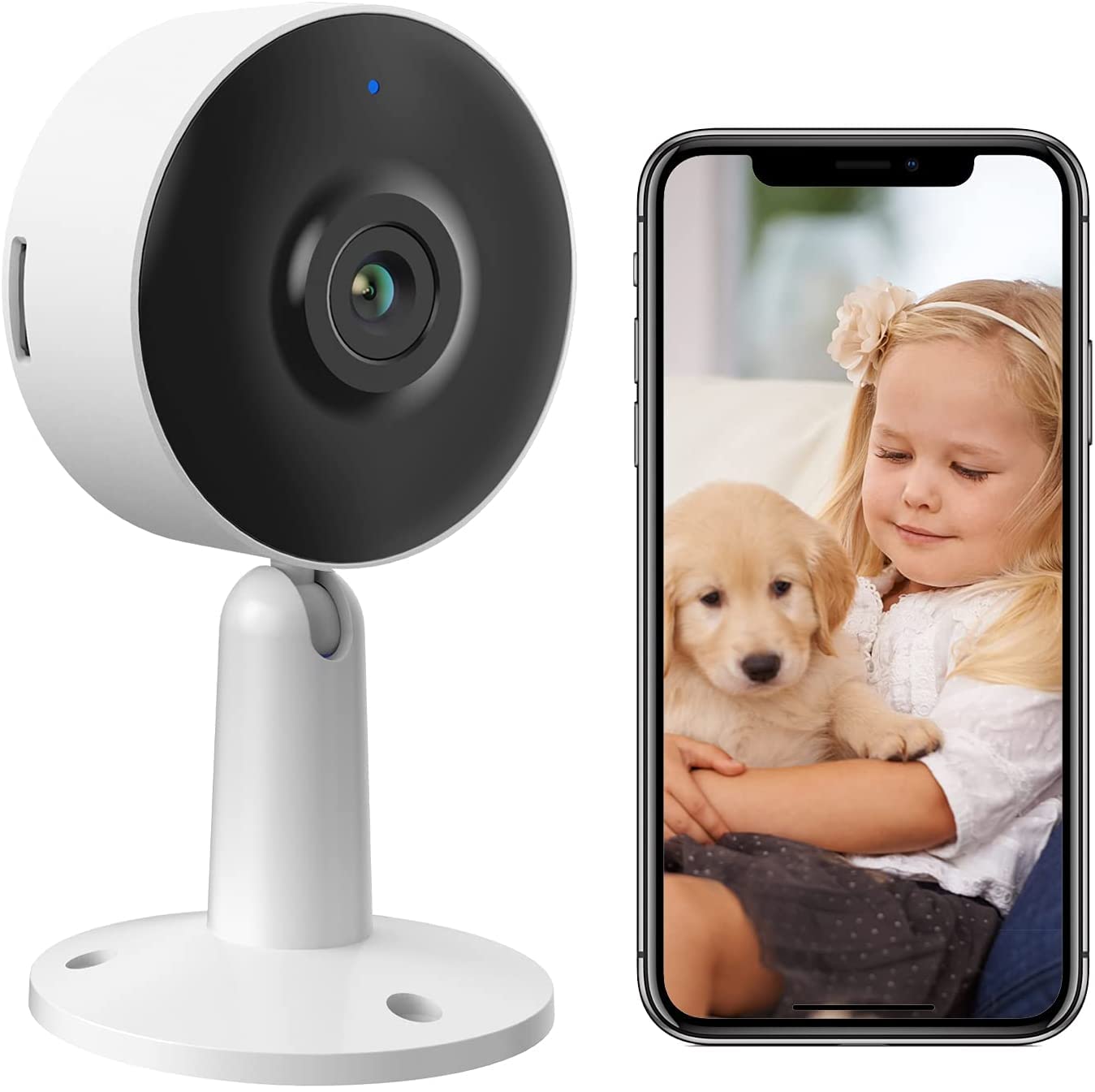 Inteligentny monitor dla niemowląt z aplikacją mobilną, 1080p FHD, Arenti IN1 Video Baby Monitor, wykrywanie dźwięku i ruchu, 2-drożne audio, Night Vision, kamera dla psów wewnętrznych, współpracuje z