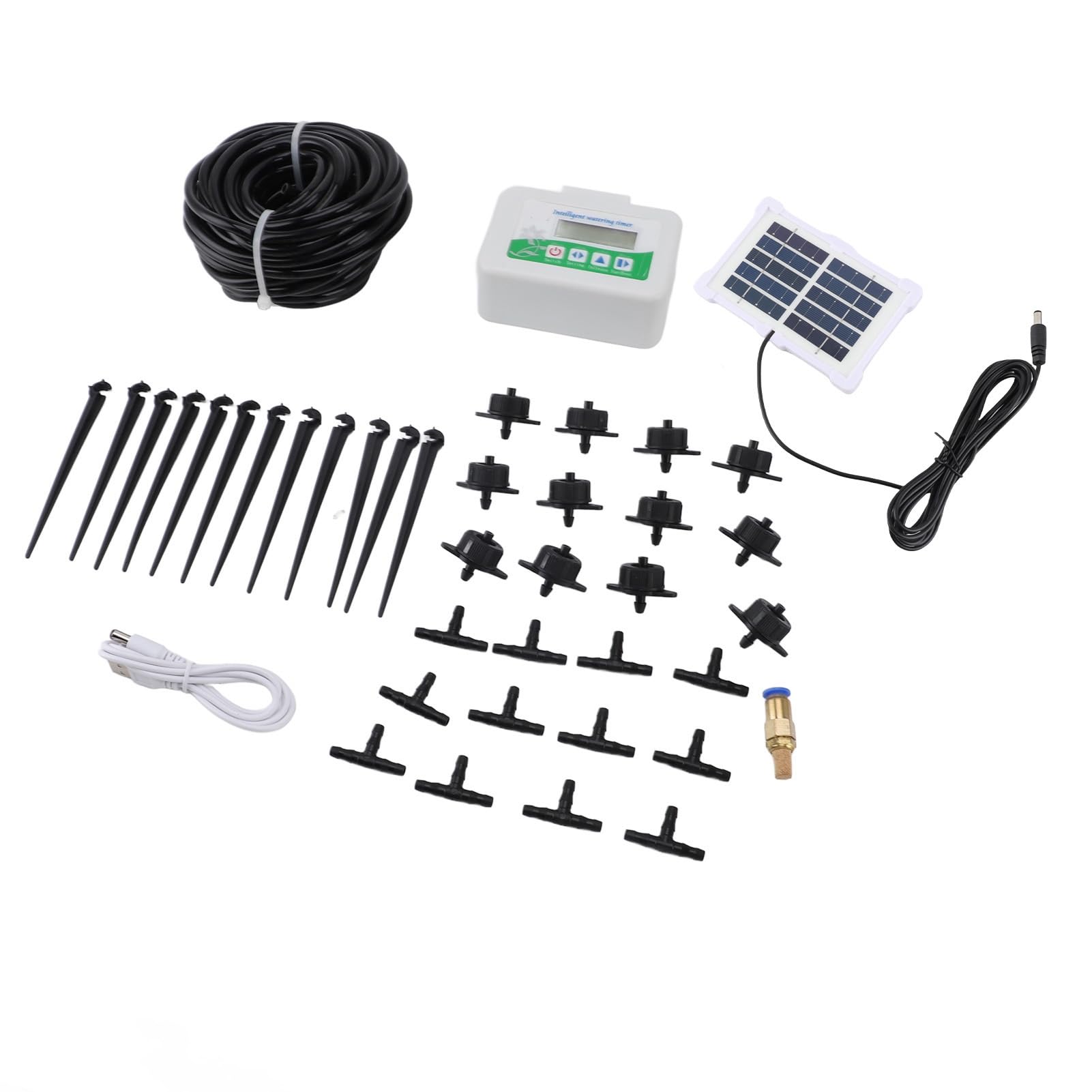 SUNGOOYUE Timer Irrigazione Solare Automatico, di Irrigazione Programmabile Intelligente con Ricarica Solare, Programmazione Regolabile, Controllo del Risparmio Idrico per Serra da Giardino e Prato