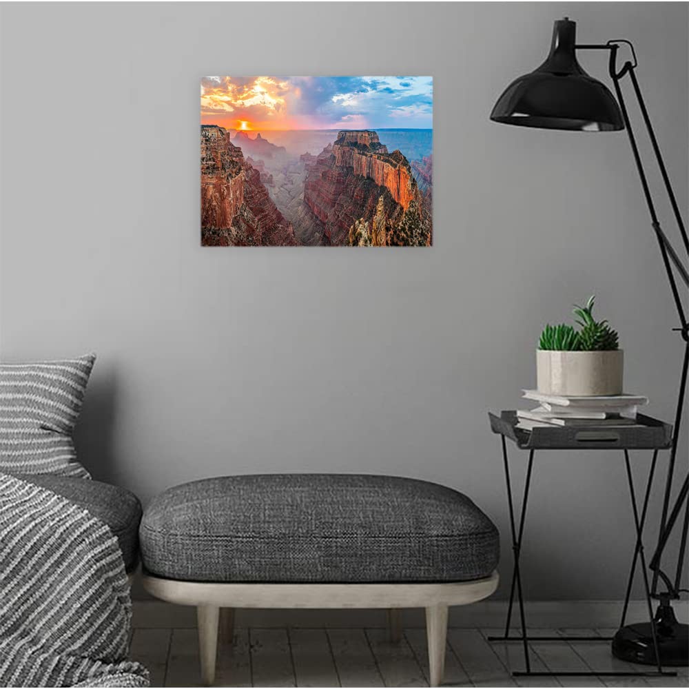 VERRE ART Wood Framed Canvas - Wall Decor for Living Room, Bedroom, Office, Hotels, Drawing Room (14in X 10in) - Canvas Red Rock Canyon Dawn View