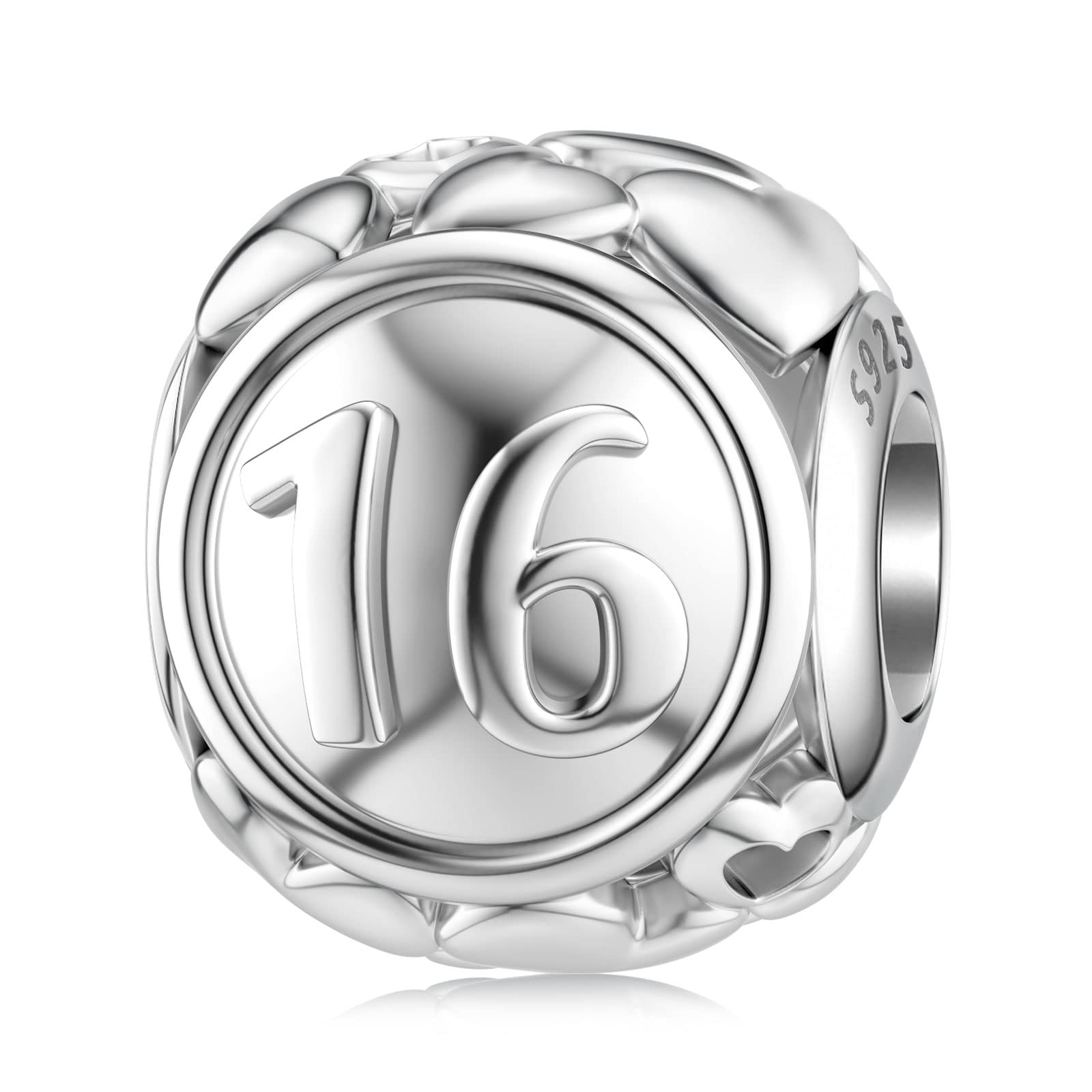 DALARAN Sterling Silver Charms for Pandora 16 18 21st 30th 40th 50th 60th Birthday Charm with Gold Heart