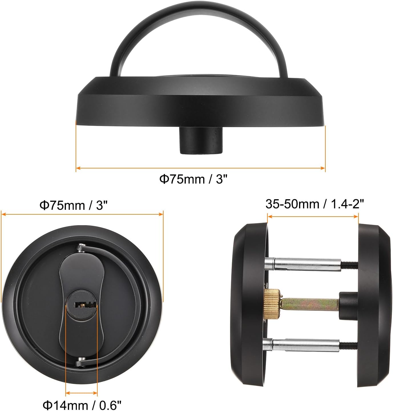 PATIKIL ステンレススチールデッドボルトロック、シングルシリンダーデッドボルトロック モダンなラウンドデッドロック エクステリ