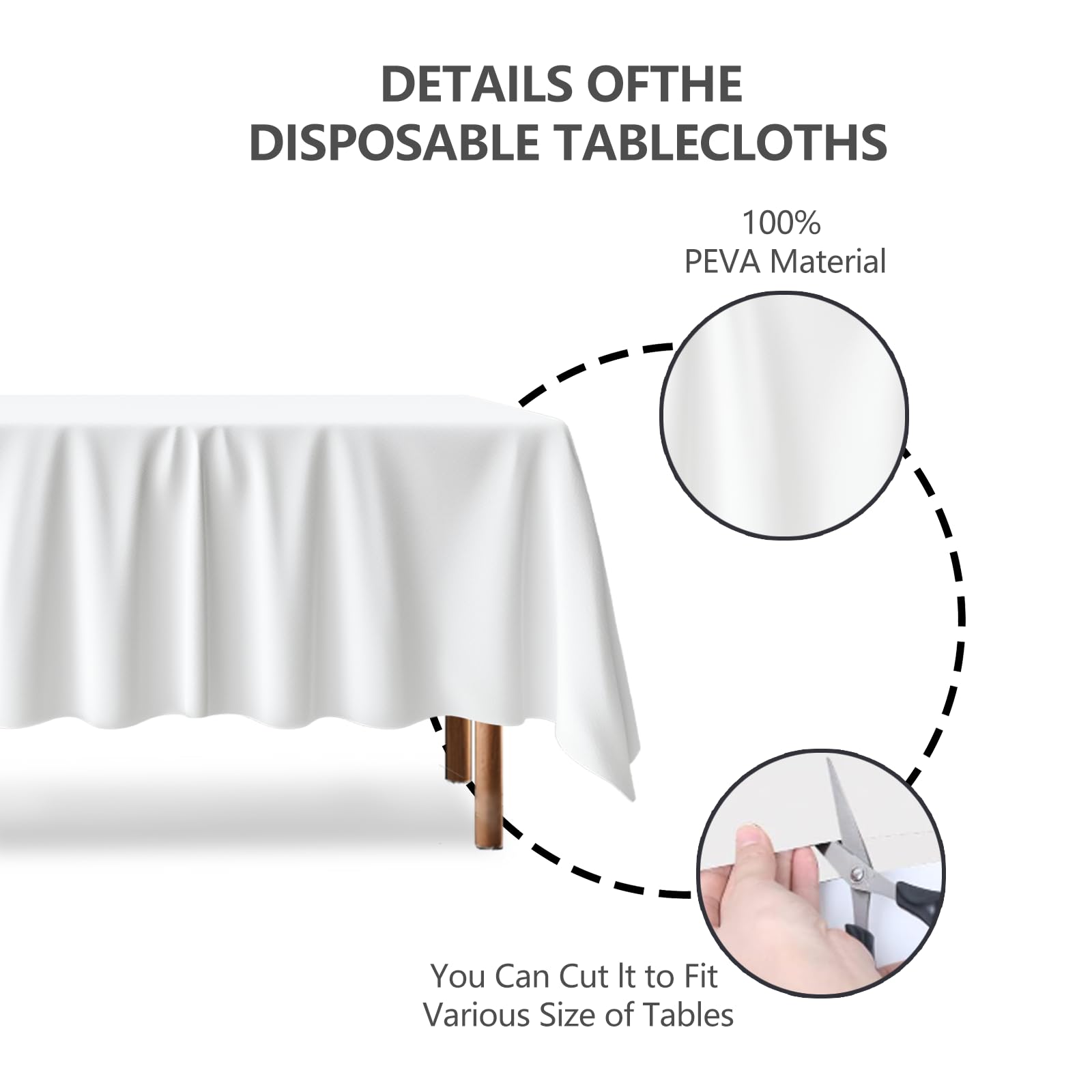 Janety 12 Packs Disposable Tablecloths, 137 x 274cm White Waterproof Plastic Tablecloth - Image 4